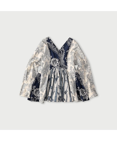 45R（フォーティファイブアール）の「インドカディブロックプリントのパッチワークブラウス（その他・レディース・53-アカ/75-ネイビー・00-フリー）」の2枚目の写真