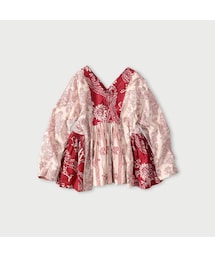 45R | インドカディブロックプリントのパッチワークブラウス