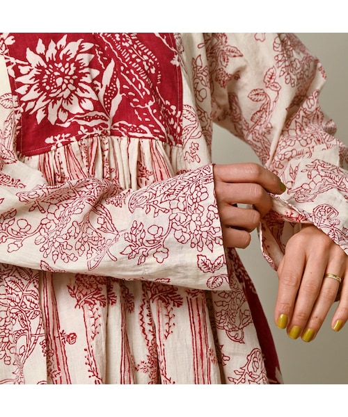 45R（フォーティファイブアール）の「インドカディブロックプリントのパッチワークブラウス（その他・レディース・53-アカ/75-ネイビー・00-フリー）」の10枚目の写真