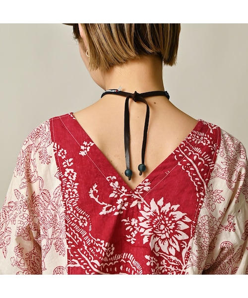 45R（フォーティファイブアール）の「インドカディブロックプリントのパッチワークブラウス（その他・レディース・53-アカ/75-ネイビー・00-フリー）」の11枚目の写真