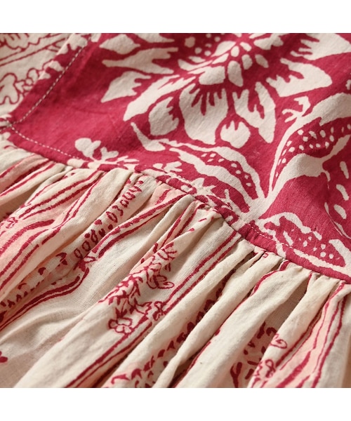 45R（フォーティファイブアール）の「インドカディブロックプリントのパッチワークブラウス（その他・レディース・53-アカ/75-ネイビー・00-フリー）」の16枚目の写真