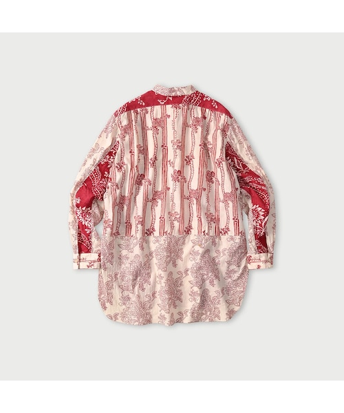 45R（フォーティファイブアール）の「インドカディブロックプリントの908パッチワークグランパプルシャツ（その他・レディース・53-アカ/75-ネイビー・02-S/03-M）」の3枚目の写真