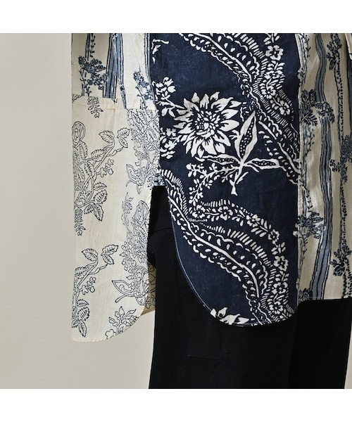 45R（フォーティファイブアール）の「インドカディブロックプリントの908パッチワークグランパプルシャツ（その他・レディース・53-アカ/75-ネイビー・02-S/03-M）」の12枚目の写真