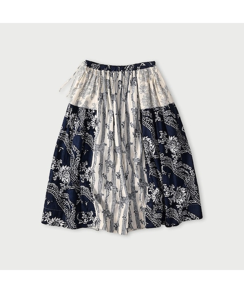45R（フォーティファイブアール）の「インドカディブロックプリントのパッチワークスカート（スカート・レディース・53-アカ/75-ネイビー・00-フリー）」の3枚目の写真