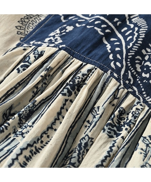 45R(フォーティファイブアール)の「インドカディブロックプリントのパッチワークドレス(ワンピース/ドレス・レディース・53-アカ/75-ネイビー・00-フリー)」の15枚目の写真