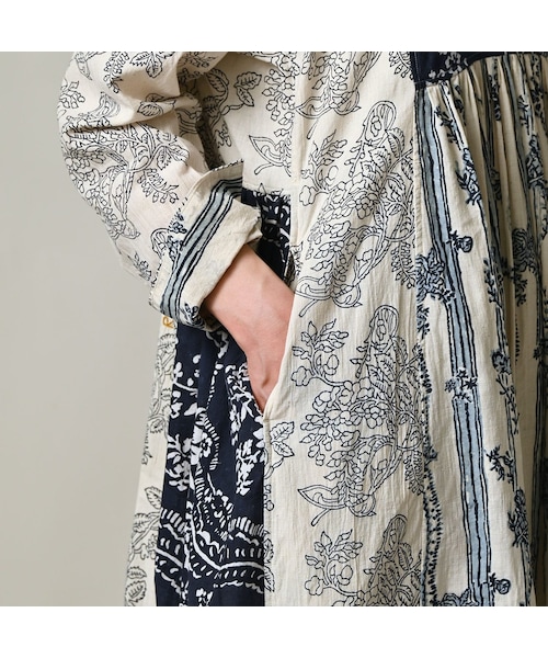45R(フォーティファイブアール)の「インドカディブロックプリントのパッチワークドレス(ワンピース/ドレス・レディース・53-アカ/75-ネイビー・00-フリー)」の10枚目の写真
