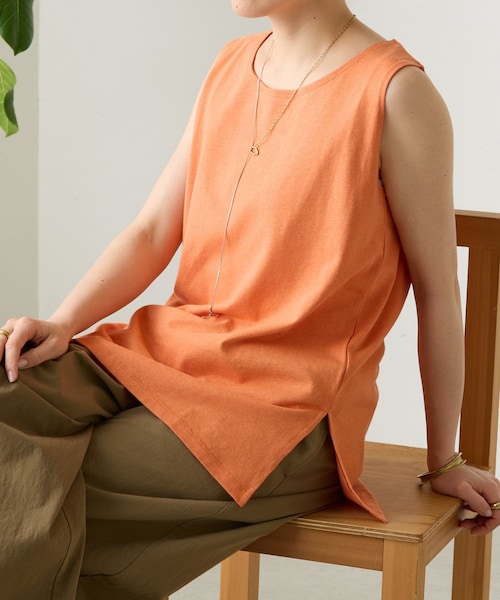 BEARDSLEY（ビアズリー）の「コットンスラブタンクトップ（タンクトップ・レディース・ネイビー/オレンジ/ベージュ/モカ/ブラック/ホワイト・F）」の6枚目の写真