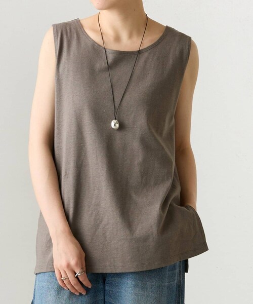 BEARDSLEY（ビアズリー）の「コットンスラブタンクトップ（タンクトップ・レディース・ネイビー/オレンジ/ベージュ/モカ/ブラック/ホワイト・F）」の4枚目の写真