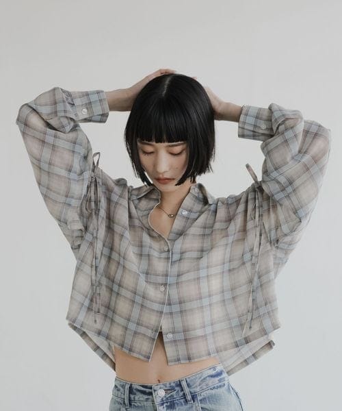 ローリズファーム　シアーチェックシャツショート&チェックキャミチュニックセット ローリズファーム シアーチェックシャツショート&チェックキャミ