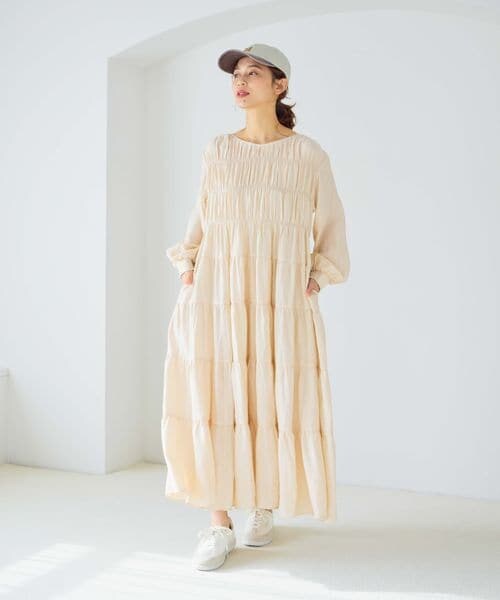 studio CLIP（スタディオクリップ）の「ダブルフロントティアードワンピース（ワンピース/ドレス・ライトベージュ56/ネイビー88/ライラック92・F）」の4枚目の写真