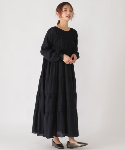 studio CLIP（スタディオクリップ）の「ダブルフロントティアードワンピース（ワンピース/ドレス・ライトベージュ56/ネイビー88/ライラック92・F）」の2枚目の写真