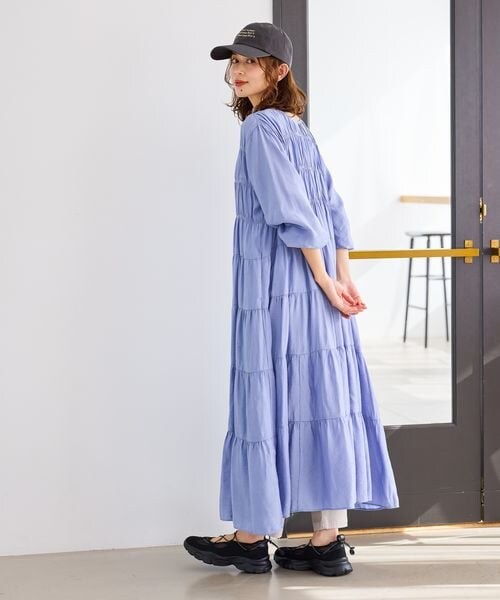studio CLIP（スタディオクリップ）の「ダブルフロントティアードワンピース（ワンピース/ドレス・ライトベージュ56/ネイビー88/ライラック92・F）」の3枚目の写真
