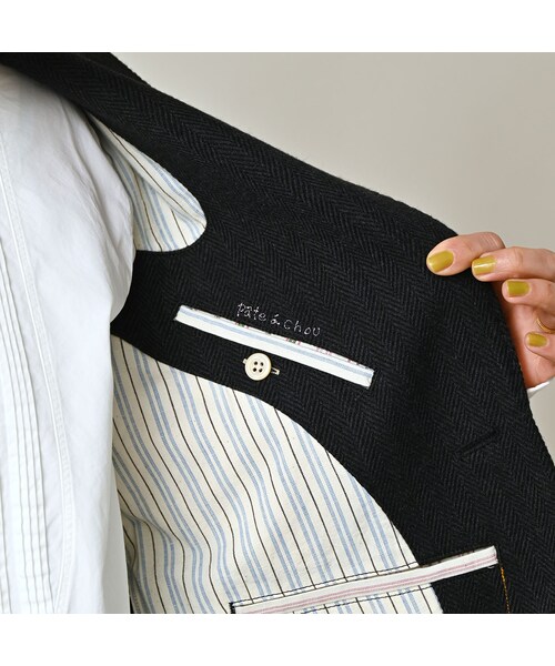 45R（フォーティファイブアール）の「パトアシュ ウールヘリンボンのピークドラペルジャケット（ジャケット/アウター・メンズ・93-ブラック・02-M/03-L）」の12枚目の写真