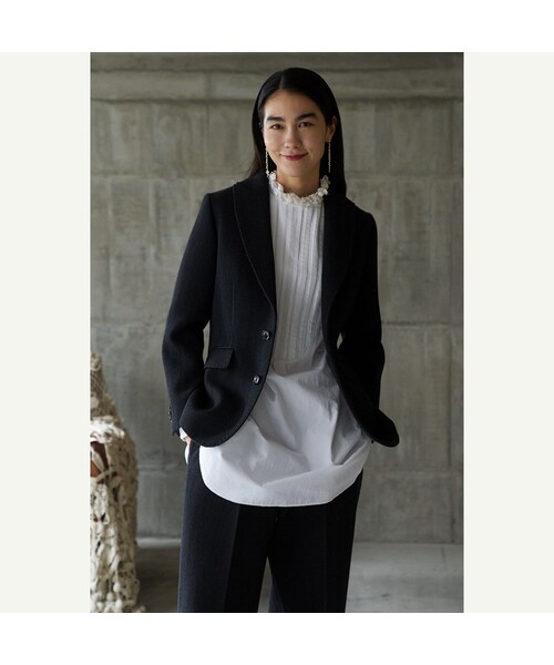 45R（フォーティファイブアール）の「パトアシュ ウールヘリンボンのピークドラペルジャケット（ジャケット/アウター・メンズ・93-ブラック・02-M/03-L）」の3枚目の写真