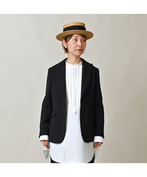 45R（フォーティファイブアール）の「パトアシュ ウールヘリンボンのピークドラペルジャケット（ジャケット/アウター・メンズ・93-ブラック・02-M/03-L）」の5枚目の写真