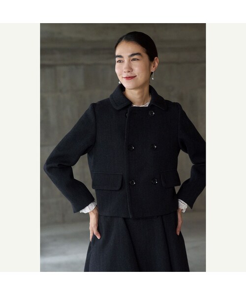 45R（フォーティファイブアール）の「パトアシュ ウールヘリンボンのアニーミニジャケット（ジャケット/アウター・メンズ・93-ブラック・02-M/03-L）」の3枚目の写真