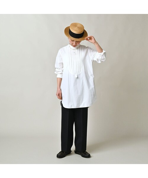 45R（フォーティファイブアール）の「パトアシュ 180番三子のピンタックスタンドシャツ（その他・メンズ・02-シロ・02-M/03-L）」の4枚目の写真