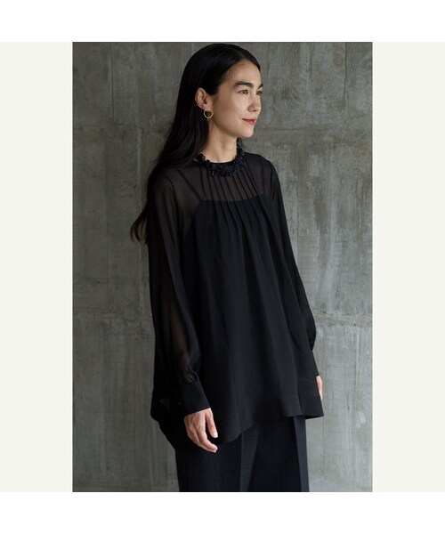 45R（フォーティファイブアール）の「パトアシュ シルクシフォンのピンタックブラウス（その他・メンズ・93-ブラック・02-M/03-L）」の3枚目の写真