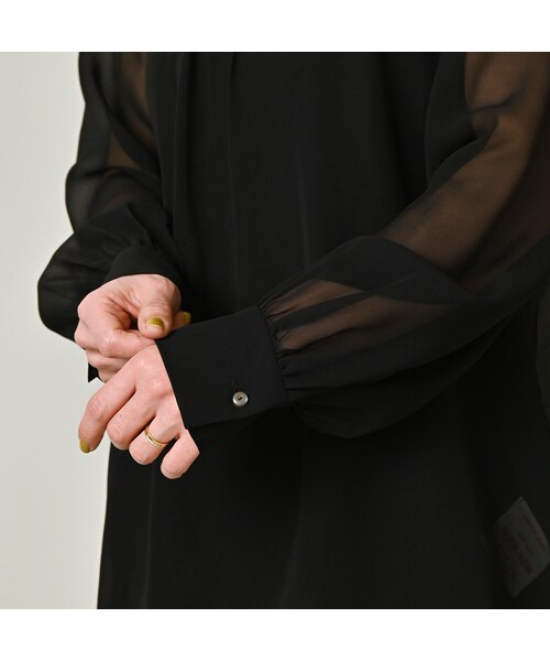 45R（フォーティファイブアール）の「パトアシュ シルクシフォンのピンタックブラウス（その他・メンズ・93-ブラック・02-M/03-L）」の9枚目の写真