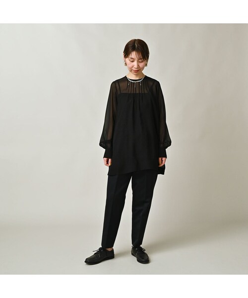 45R（フォーティファイブアール）の「パトアシュ シルクシフォンのピンタックブラウス（その他・メンズ・93-ブラック・02-M/03-L）」の4枚目の写真
