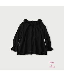 45R | パトアシュ シルクシフォンのフリルカラーブラウス