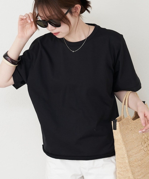 russet(ラシット)の「ハイゲージテリーTシャツ(Tシャツ/カットソー・ブラック/ホワイト・F)」の1枚目の写真