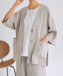 BEARDSLEY | リネン半袖ジャケット(ノーカラージャケット)