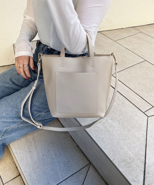 Lattice（Lattice）の「エコレザーショルダーバッグ（ショルダーバッグ・レディース・ブラック/グレー/ブルー・FREE）」の2枚目の写真