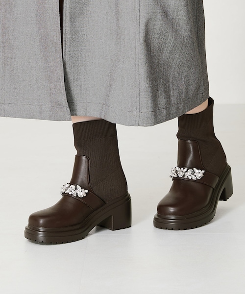 ORiental TRaffic（オリエンタルトラフィック）の「ビジューベルトニットドッキングブーツ/41415（その他・レディース・ブラック/ブラウン・S/M/L/LL）」の7枚目の写真