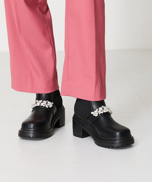 ORiental TRaffic（オリエンタルトラフィック）の「ビジューベルトニットドッキングブーツ/41415（その他・レディース・ブラック/ブラウン・S/M/L/LL）」の3枚目の写真