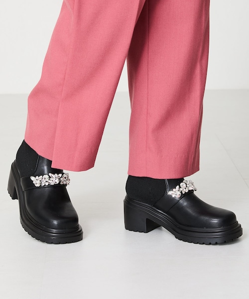 ORiental TRaffic（オリエンタルトラフィック）の「ビジューベルトニットドッキングブーツ/41415（その他・レディース・ブラック/ブラウン・S/M/L/LL）」の5枚目の写真