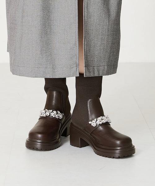 ORiental TRaffic（オリエンタルトラフィック）の「ビジューベルトニットドッキングブーツ/41415（その他・レディース・ブラック/ブラウン・S/M/L/LL）」の9枚目の写真