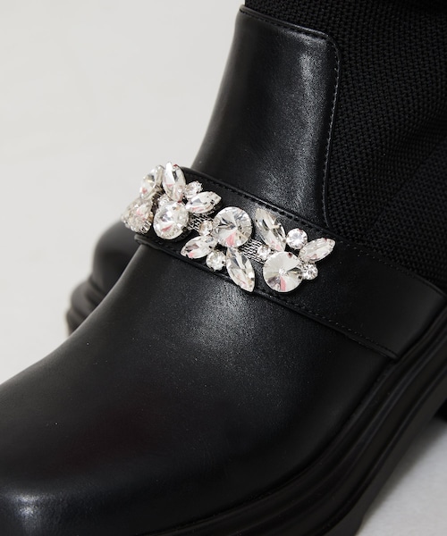 ORiental TRaffic（オリエンタルトラフィック）の「ビジューベルトニットドッキングブーツ/41415（その他・レディース・ブラック/ブラウン・S/M/L/LL）」の6枚目の写真