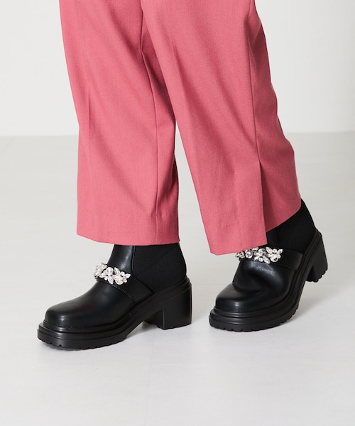 ORiental TRaffic（オリエンタルトラフィック）の「ビジューベルトニットドッキングブーツ/41415（その他・レディース・ブラック/ブラウン・S/M/L/LL）」の4枚目の写真