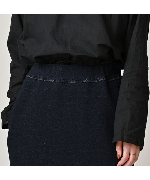 45R（フォーティファイブアール）の「ガーゼ裏毛のスカート（インディゴ）（スカート・レディース・73-R45/94-影色納戸・00-フリー）」の8枚目の写真