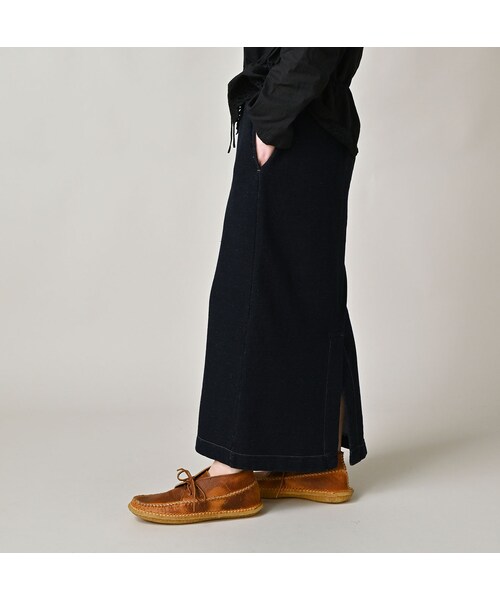 45R（フォーティファイブアール）の「ガーゼ裏毛のスカート（インディゴ）（スカート・レディース・73-R45/94-影色納戸・00-フリー）」の6枚目の写真
