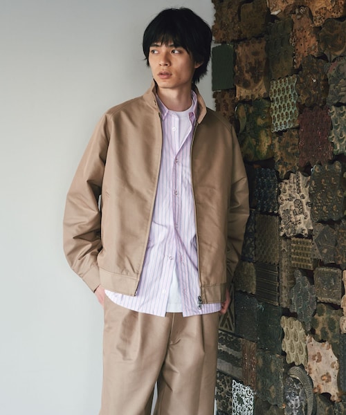 EKAL(エカル)の「『吸水速乾/イージーケア』coolmax chino スタンドジャケット(ブルゾン・メンズ・ベージュ/ネイビー・M/L)」の8枚目の写真