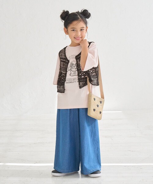 ROPE' PICNIC（ロペピクニック）の「【KIDS/キッズ】フロントボタンレースジレベスト/リンクコーデ（ベスト・キッズ・ブラック/ホワイト・L/M/S）」の8枚目の写真