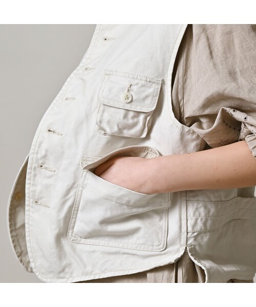 45R（フォーティファイブアール）の「高密度ダックの908ハンティングベスト（ジャケット/アウター・レディース・06-アンティークホワイト・01-XS/02-S/03-M/04-L）」の12枚目の写真