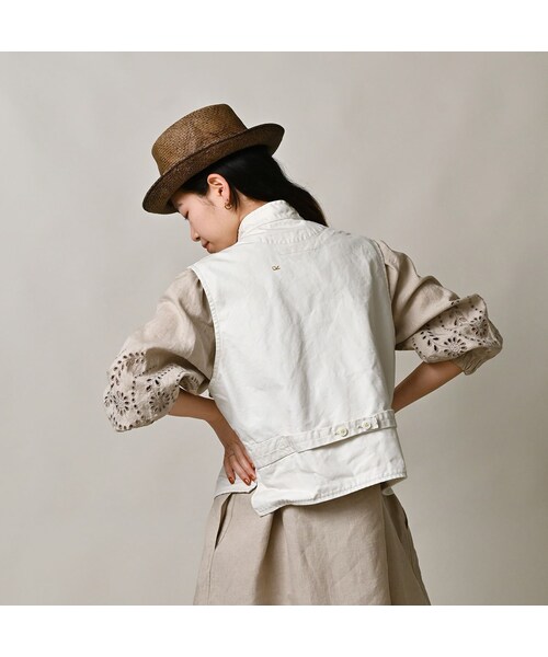 45R（フォーティファイブアール）の「高密度ダックの908ハンティングベスト（ジャケット/アウター・レディース・06-アンティークホワイト・01-XS/02-S/03-M/04-L）」の7枚目の写真