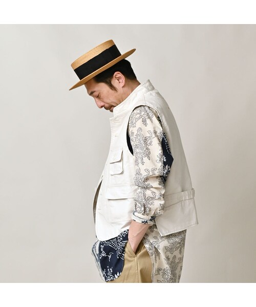 45R（フォーティファイブアール）の「高密度ダックの908ハンティングベスト（ジャケット/アウター・レディース・06-アンティークホワイト・01-XS/02-S/03-M/04-L）」の9枚目の写真