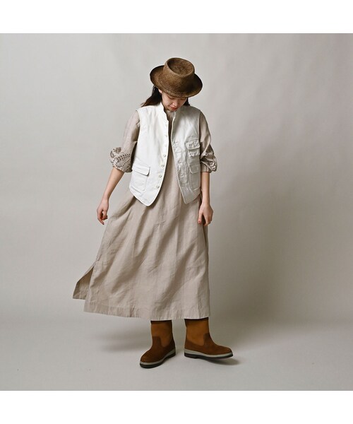 45R（フォーティファイブアール）の「高密度ダックの908ハンティングベスト（ジャケット/アウター・レディース・06-アンティークホワイト・01-XS/02-S/03-M/04-L）」の3枚目の写真