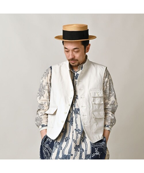 45R（フォーティファイブアール）の「高密度ダックの908ハンティングベスト（ジャケット/アウター・レディース・06-アンティークホワイト・01-XS/02-S/03-M/04-L）」の8枚目の写真