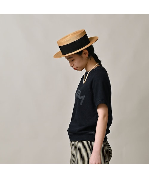 45R（フォーティファイブアール）の「ガーゼ裏毛のロゴdeプティスウェット（インディゴ）（トップス・レディース・73-R45/94-影色納戸・02-M/03-L）」の6枚目の写真