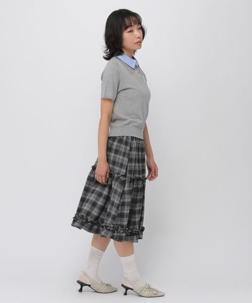 ALAND（エーランド）の「3.3 Field Trip／フリルティアードミディスカート（スカート・ホワイト×ブラックチェック(01)/グレー×ブラックチェック(02)・F）」の11枚目の写真