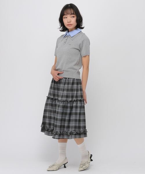 ALAND（エーランド）の「3.3 Field Trip／フリルティアードミディスカート（スカート・ホワイト×ブラックチェック(01)/グレー×ブラックチェック(02)・F）」の10枚目の写真