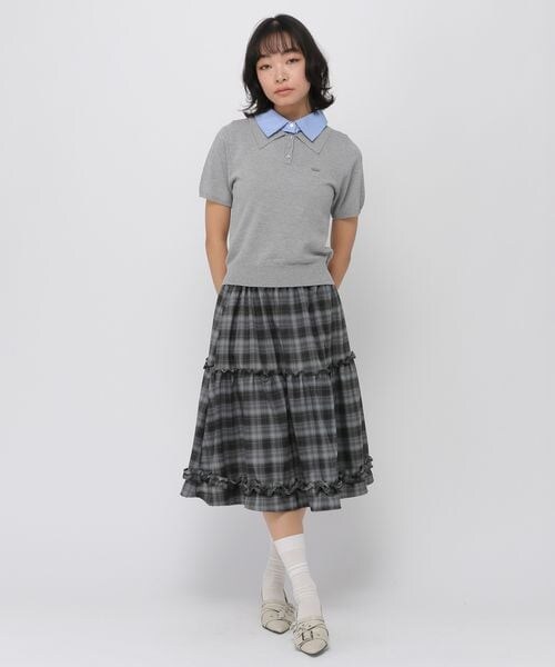 ALAND（エーランド）の「3.3 Field Trip／フリルティアードミディスカート（スカート・ホワイト×ブラックチェック(01)/グレー×ブラックチェック(02)・F）」の9枚目の写真