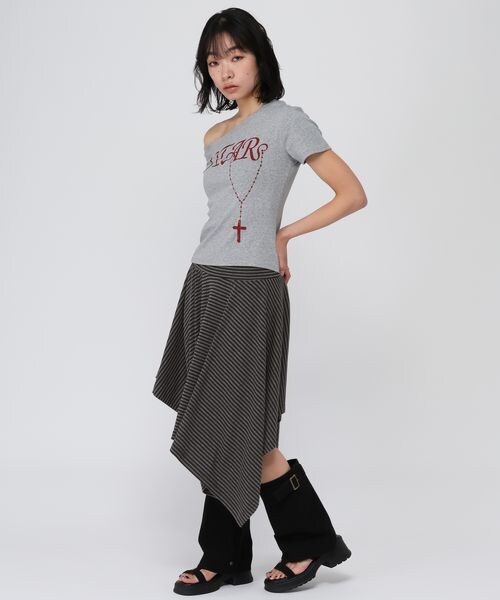 ALAND（エーランド）の「3.3 Field Trip／ボーダーアシメヘムミディスカート（スカート・グレー(15)/ブラック(19)・F）」の10枚目の写真