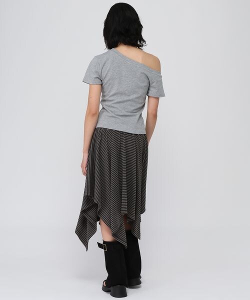 ALAND（エーランド）の「3.3 Field Trip／ボーダーアシメヘムミディスカート（スカート・グレー(15)/ブラック(19)・F）」の12枚目の写真