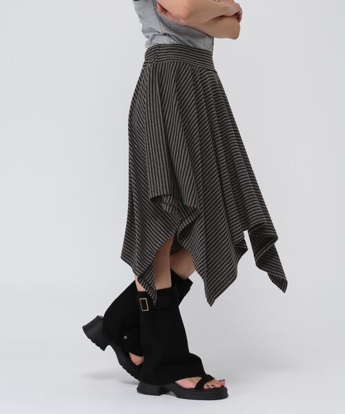 ALAND（エーランド）の「3.3 Field Trip／ボーダーアシメヘムミディスカート（スカート・グレー(15)/ブラック(19)・F）」の14枚目の写真